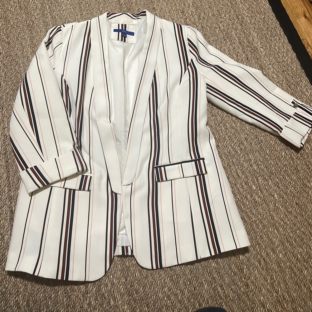 Apt. 9 Cream Pink And Black Striped Blazer